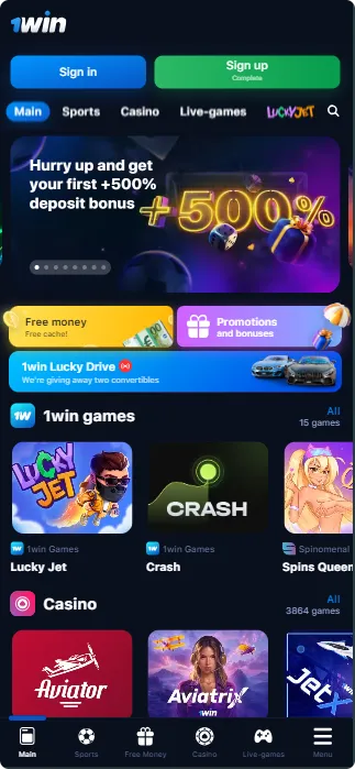 1Win iOS App Interface