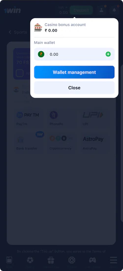 1Win UPI Payment Interface