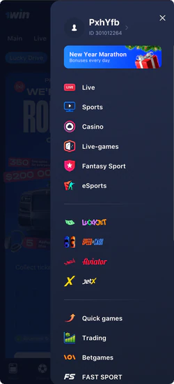 1Win Live Betting Interface