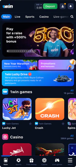 1Win Betting Homepage